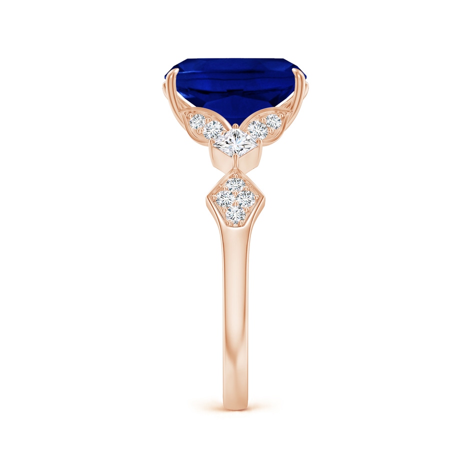 10x8mm AAAA Vintage Style Cushion Rectangular Blue Sapphire Engagement Ring with Leaf Motifs in 18K Rose Gold side 299