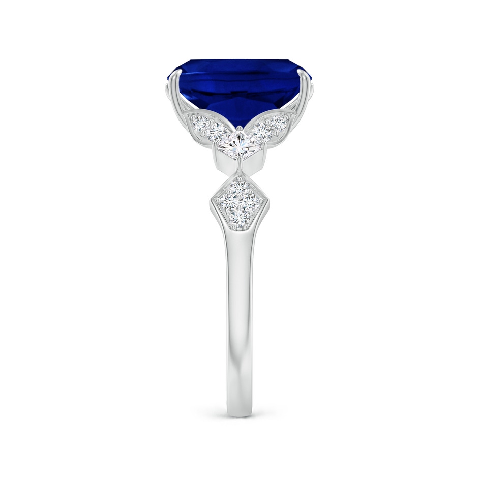 10x8mm AAAA Vintage Style Cushion Rectangular Blue Sapphire Engagement Ring with Leaf Motifs in White Gold side 299