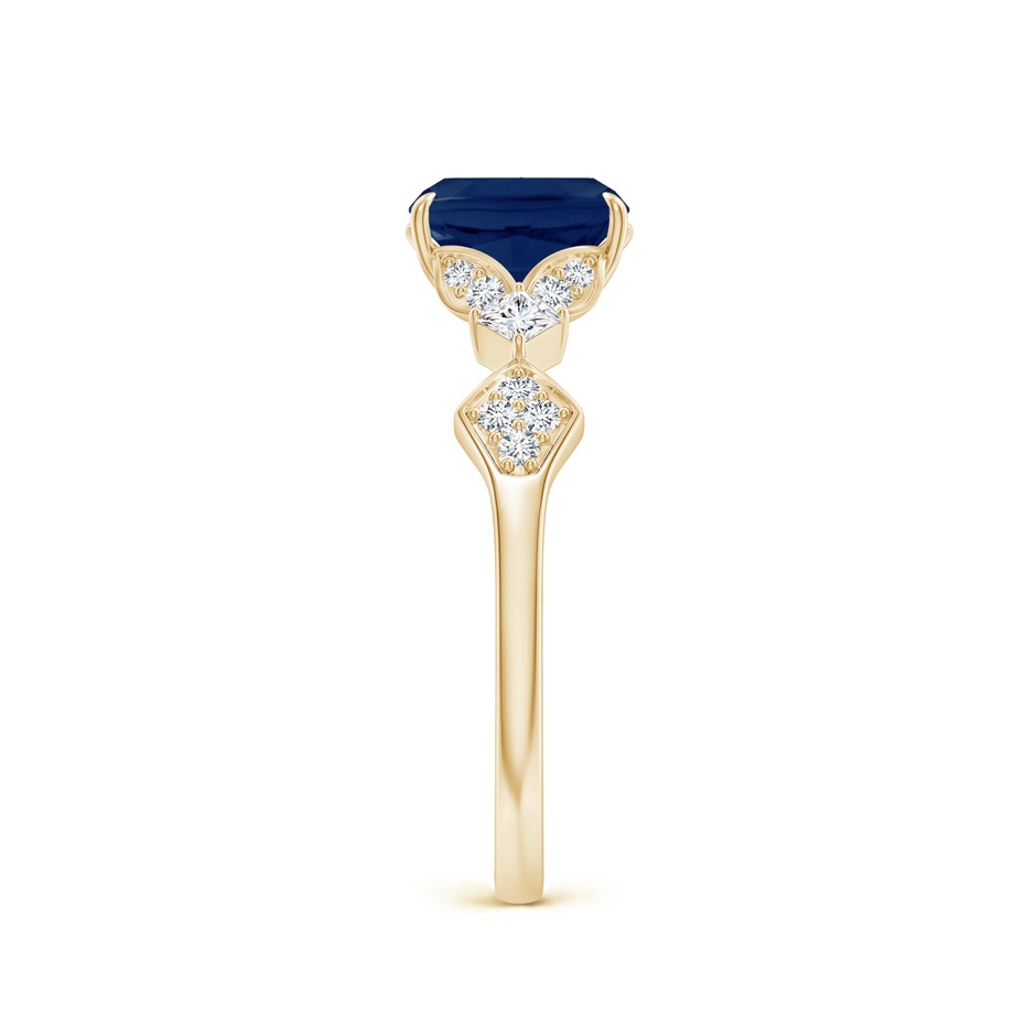 7x5mm A Vintage Style Cushion Rectangular Blue Sapphire Engagement Ring with Leaf Motifs in Yellow Gold side 299