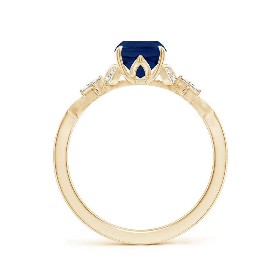 8x6mm A Vintage Style Cushion Rectangular Blue Sapphire Engagement Ring with Leaf Motifs in Yellow Gold side 199