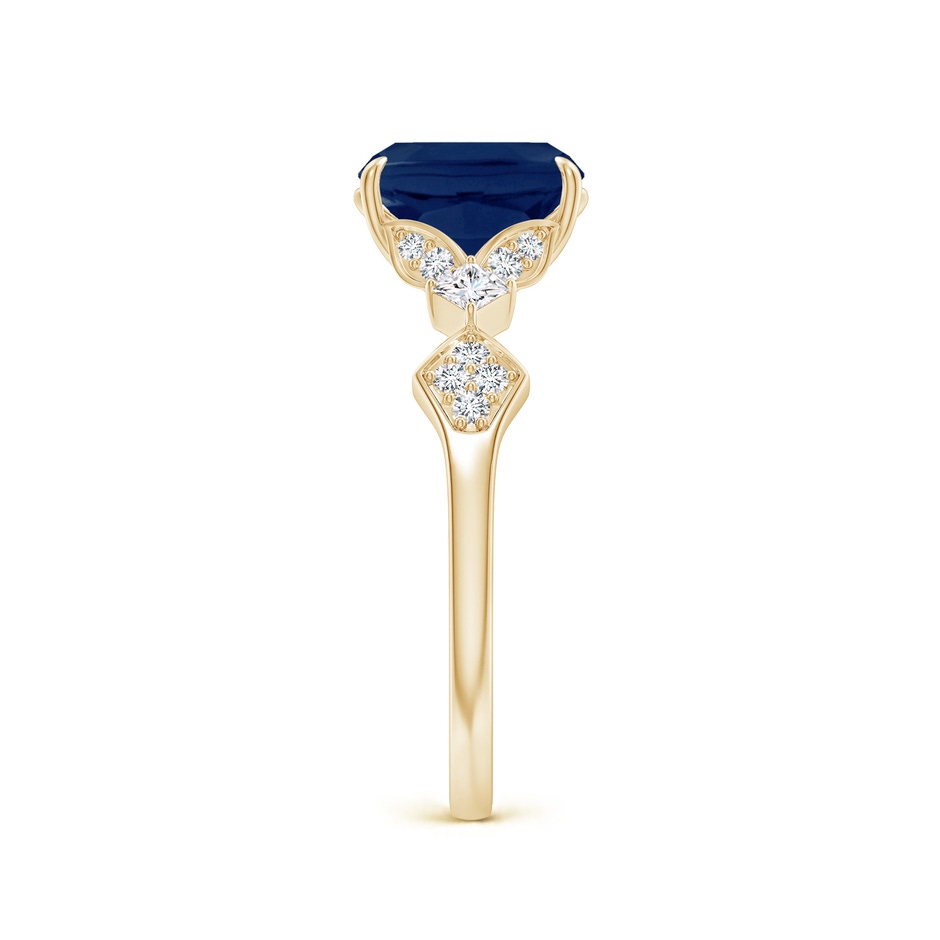 8x6mm A Vintage Style Cushion Rectangular Blue Sapphire Engagement Ring with Leaf Motifs in Yellow Gold side 299