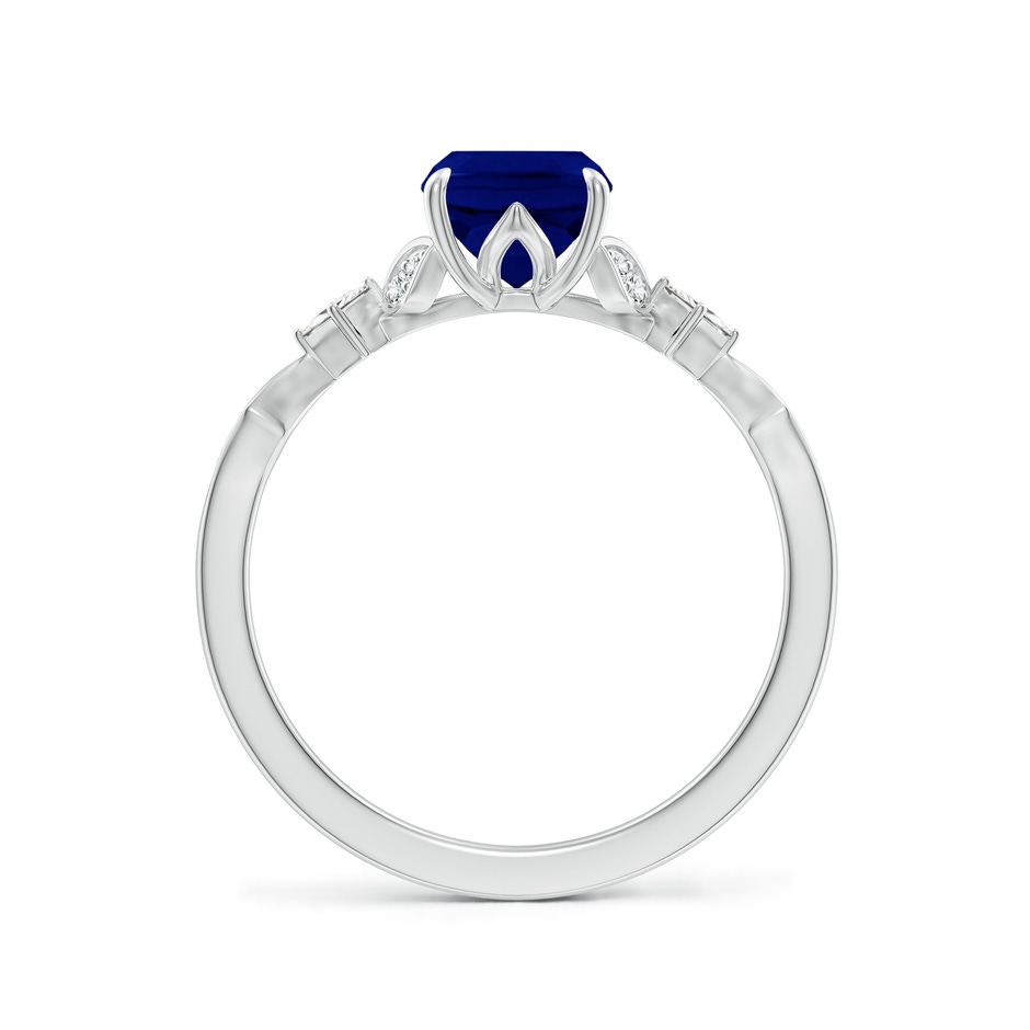 8x6mm AAA Vintage Style Cushion Rectangular Blue Sapphire Engagement Ring with Leaf Motifs in White Gold side 199