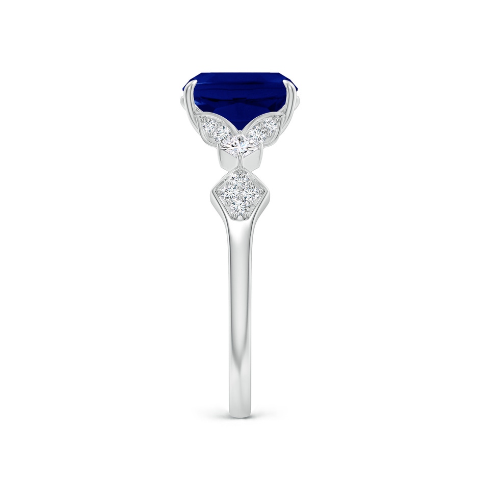 8x6mm AAA Vintage Style Cushion Rectangular Blue Sapphire Engagement Ring with Leaf Motifs in White Gold side 299