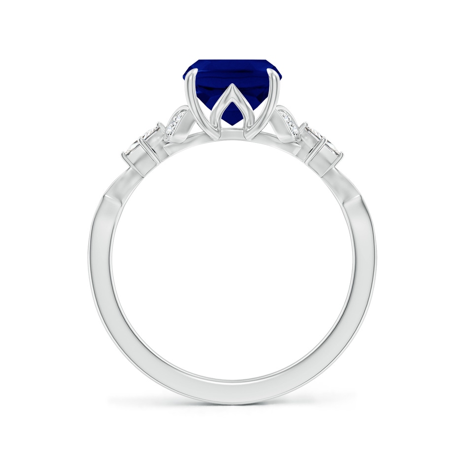 9x7mm AAA Vintage Style Cushion Rectangular Blue Sapphire Engagement Ring with Leaf Motifs in White Gold side 199