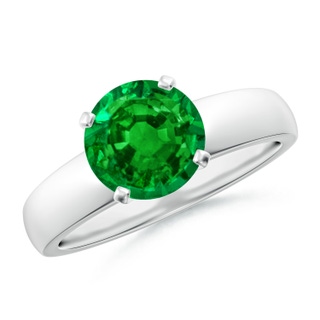 8mm AAAA Prong-Set Round Emerald Solitaire Engagement Ring in P950 Platinum