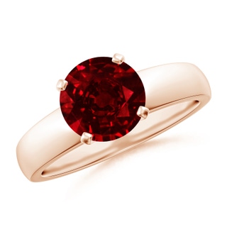 8mm AAAA Prong-Set Round Ruby Solitaire Engagement Ring in Rose Gold