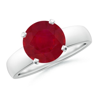 9mm AA Prong-Set Round Ruby Solitaire Engagement Ring in P950 Platinum