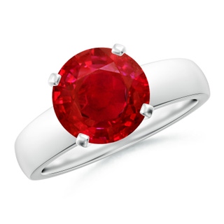 9mm AAA Prong-Set Round Ruby Solitaire Engagement Ring in P950 Platinum