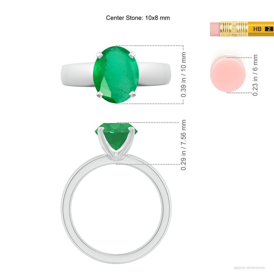 10x8mm A Prong-Set Oval Emerald Solitaire Engagement Ring in P950 Platinum ruler