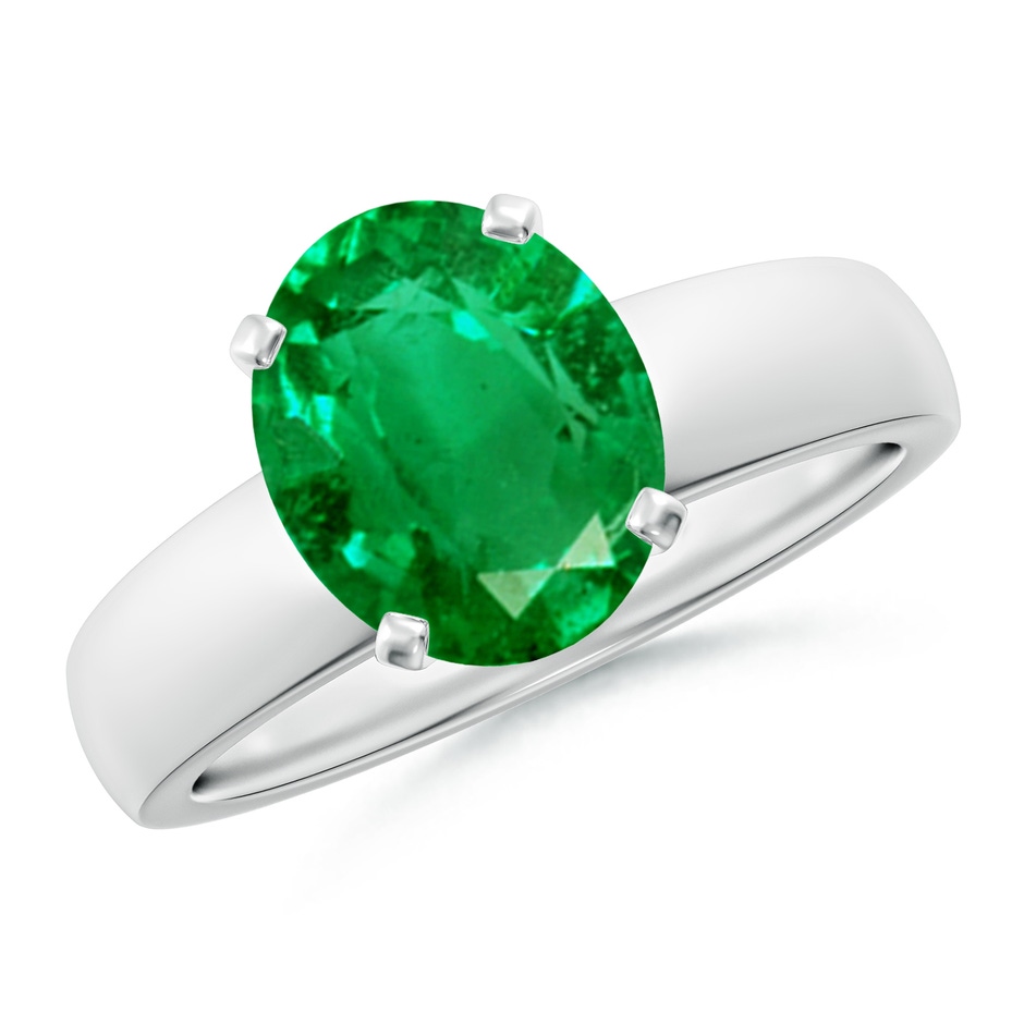10x8mm AAA Prong-Set Oval Emerald Solitaire Engagement Ring in P950 Platinum 