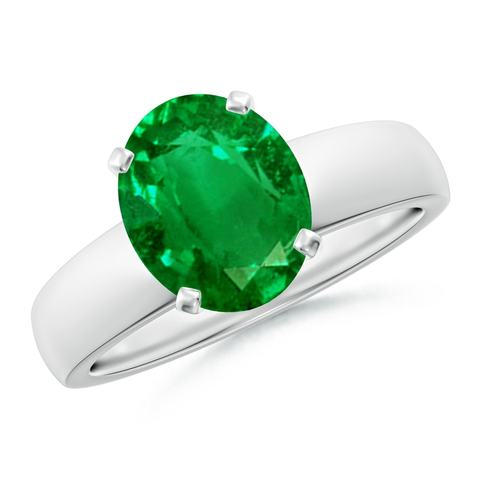 10x8mm AAAA Prong-Set Oval Emerald Solitaire Engagement Ring in P950 Platinum 