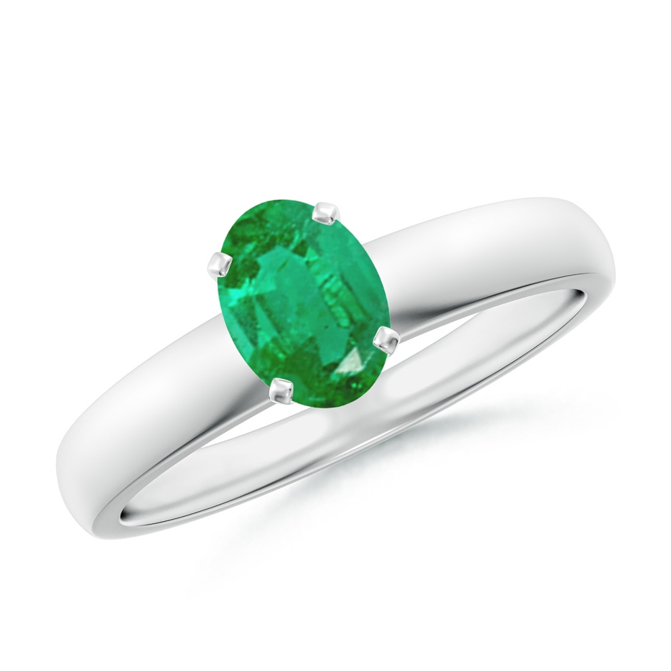 7x5mm AA Prong-Set Oval Emerald Solitaire Engagement Ring in P950 Platinum 