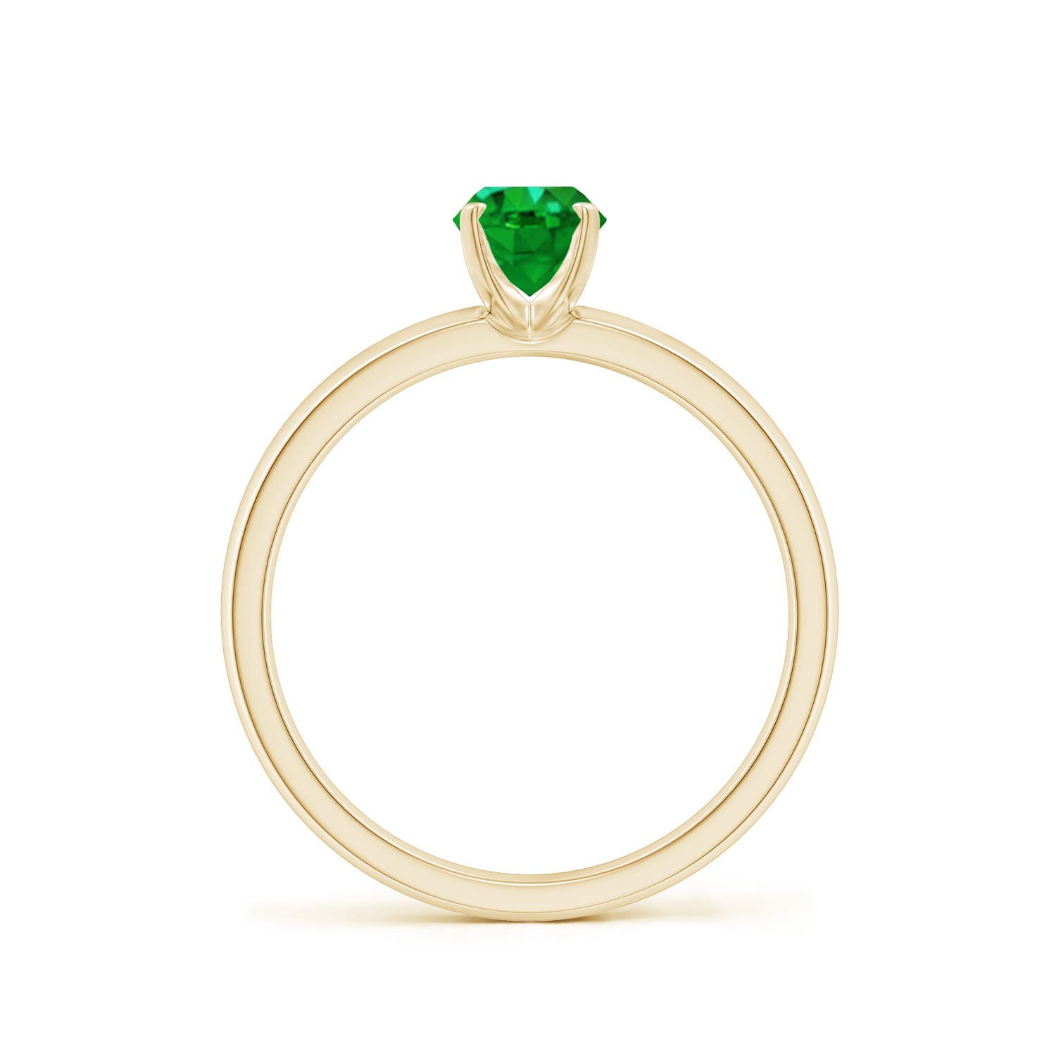 7x5mm AAAA Prong-Set Oval Emerald Solitaire Engagement Ring in Yellow Gold