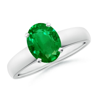 9x7mm AAAA Prong-Set Oval Emerald Solitaire Engagement Ring in P950 Platinum