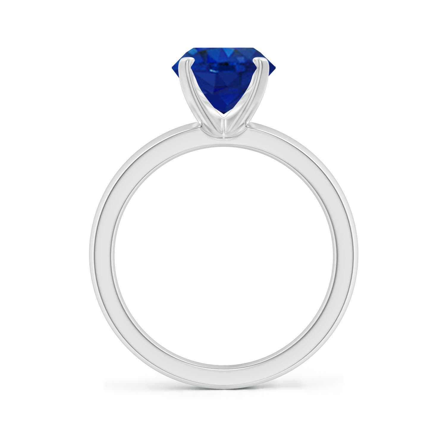10x8mm AAA Prong-Set Oval Blue Sapphire Solitaire Engagement Ring in White Gold