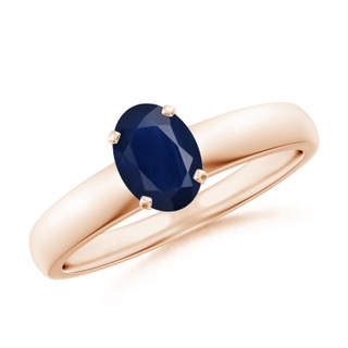 7x5mm A Prong-Set Oval Blue Sapphire Solitaire Engagement Ring in 10K Rose Gold