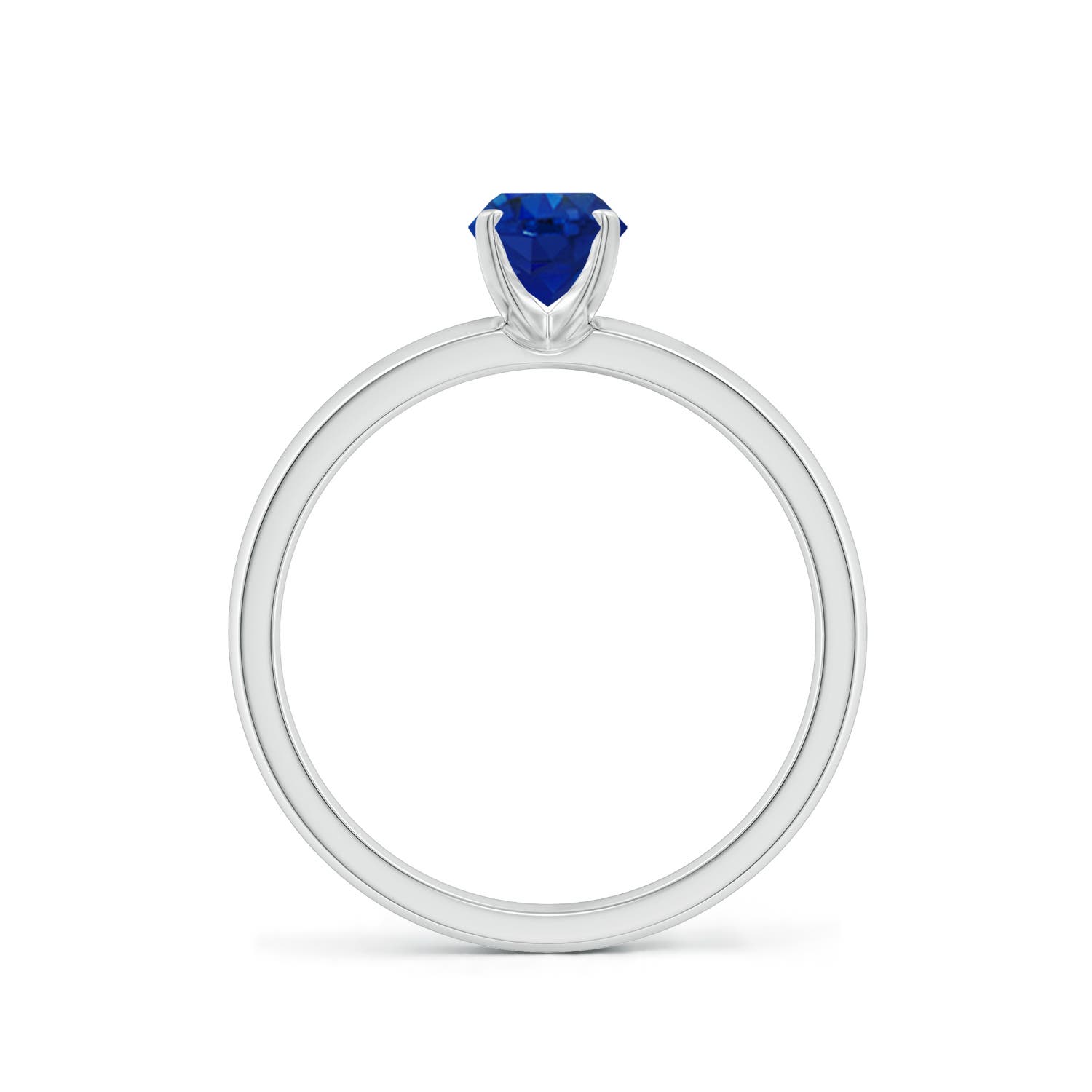 7x5mm AAA Prong-Set Oval Blue Sapphire Solitaire Engagement Ring in White Gold