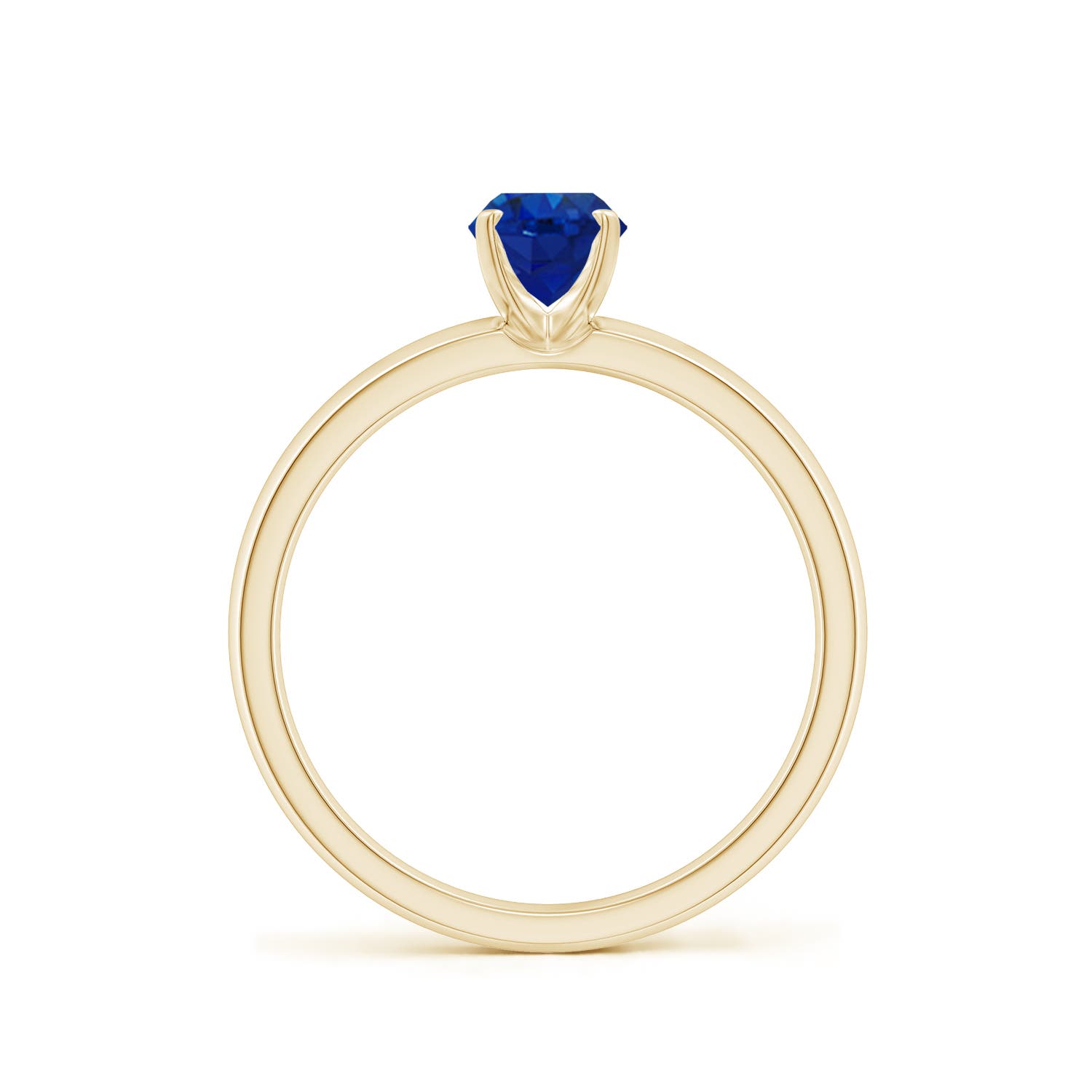 7x5mm AAA Prong-Set Oval Blue Sapphire Solitaire Engagement Ring in Yellow Gold