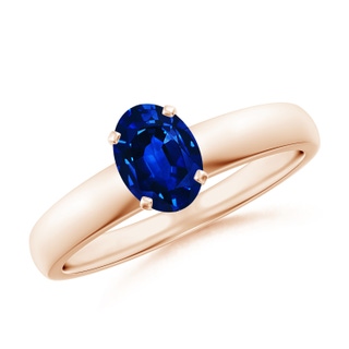 7x5mm AAAA Prong-Set Oval Blue Sapphire Solitaire Engagement Ring in 18K Rose Gold