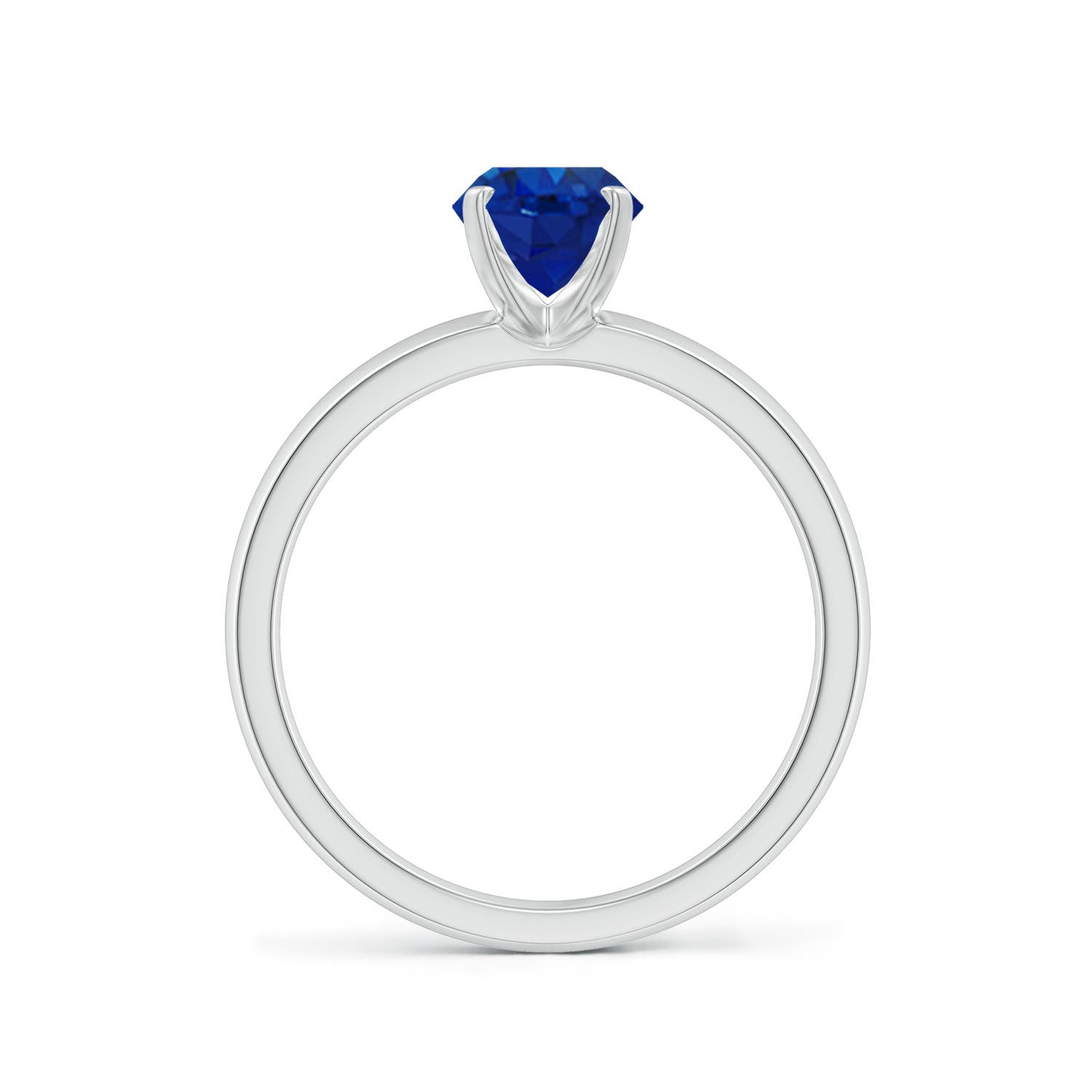 8x6mm AAA Prong-Set Oval Blue Sapphire Solitaire Engagement Ring in White Gold