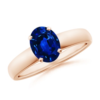 8x6mm AAAA Prong-Set Oval Blue Sapphire Solitaire Engagement Ring in Rose Gold