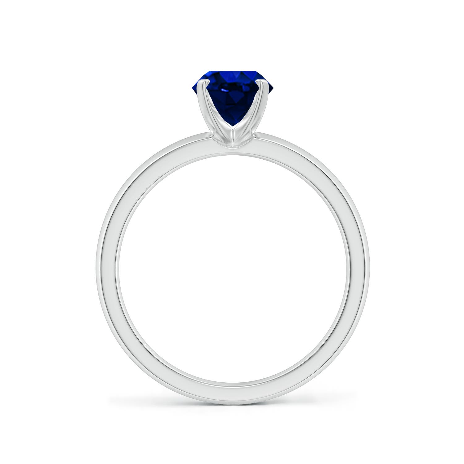 8x6mm AAAA Prong-Set Oval Blue Sapphire Solitaire Engagement Ring in White Gold