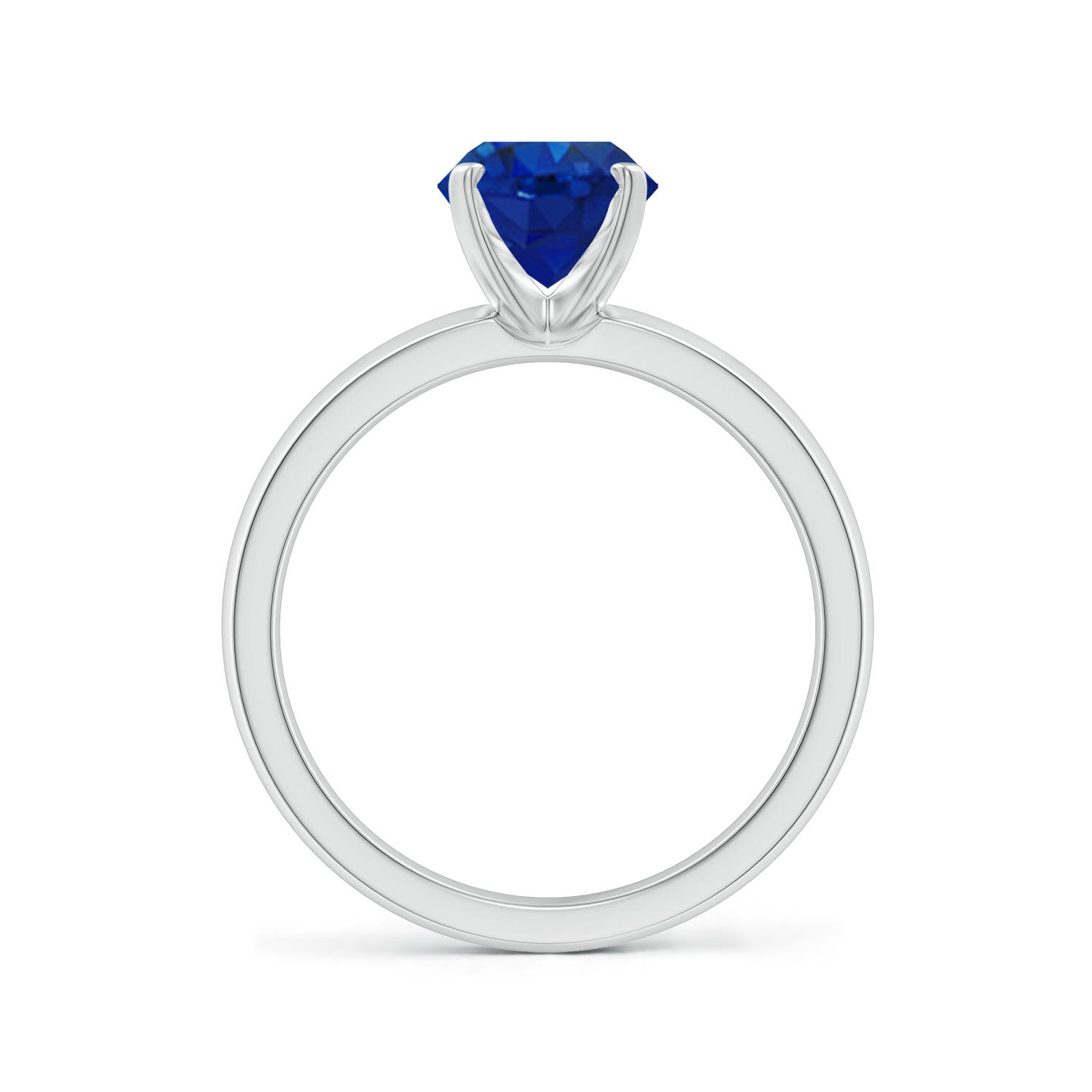9x7mm AAA Prong-Set Oval Blue Sapphire Solitaire Engagement Ring in White Gold - side 2