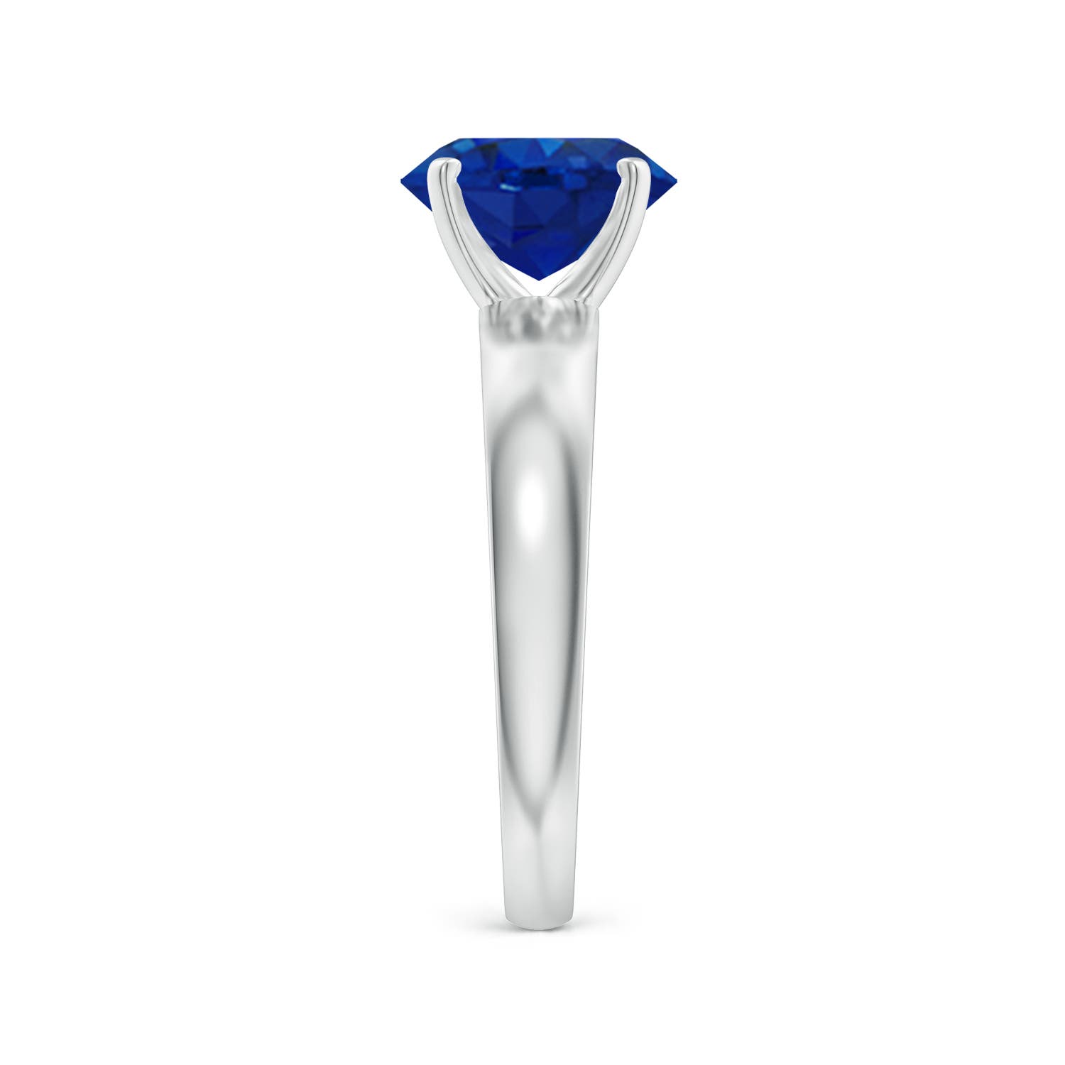 9x7mm AAA Prong-Set Oval Blue Sapphire Solitaire Engagement Ring in White Gold - side 3