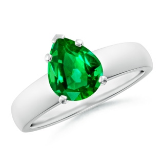 9x7mm AAAA Prong-Set Pear Emerald Solitaire Engagement Ring in P950 Platinum