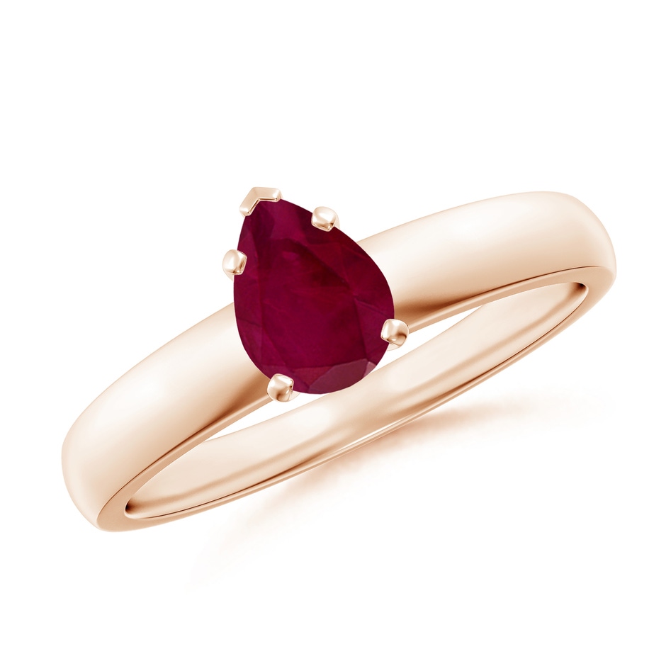 7x5mm A Prong-Set Pear Ruby Solitaire Engagement Ring in Rose Gold 