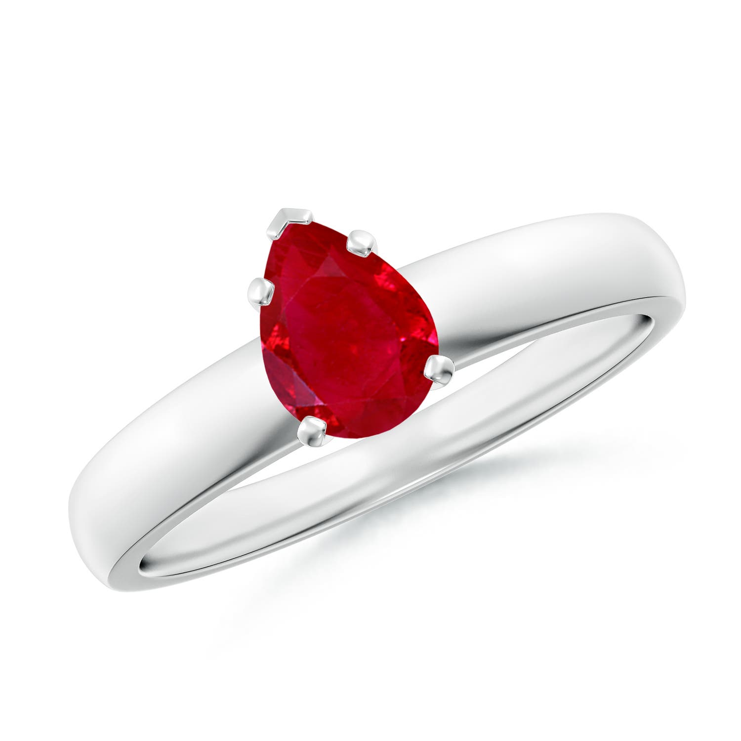 7x5mm AAA Prong-Set Pear Ruby Solitaire Engagement Ring in P950 Platinum