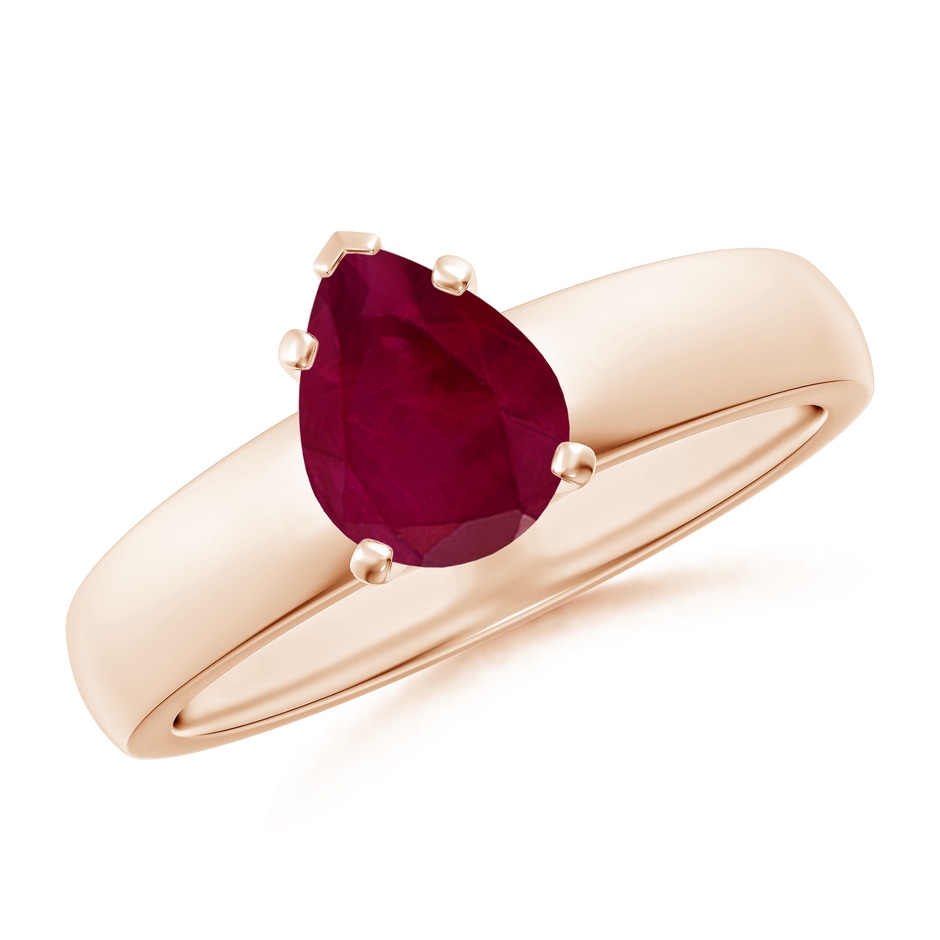 8x6mm A Prong-Set Pear Ruby Solitaire Engagement Ring in Rose Gold 