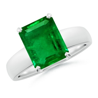 10x8mm AAAA Prong-Set Emerald-Cut Emerald Solitaire Engagement Ring in P950 Platinum