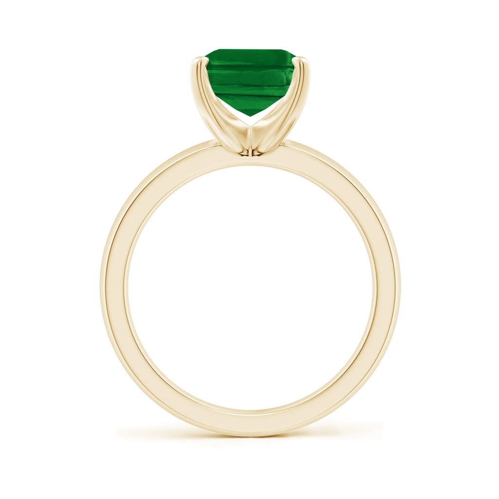 10x8mm AAAA Prong-Set Emerald-Cut Emerald Solitaire Engagement Ring in Yellow Gold - side 199