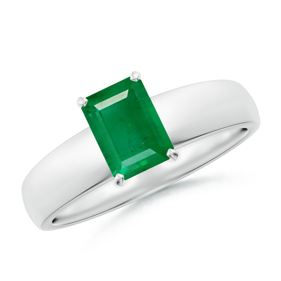 7x5mm AA Prong-Set Emerald-Cut Emerald Solitaire Engagement Ring in P950 Platinum 