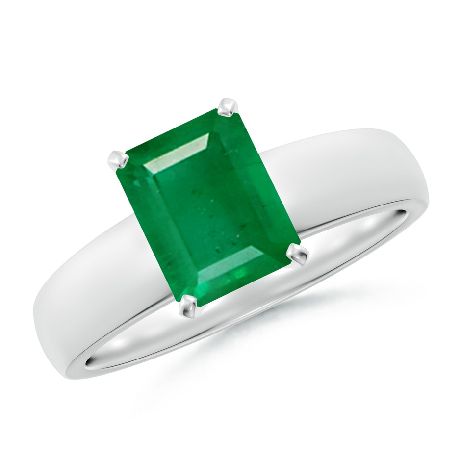 8x6mm AA Prong-Set Emerald-Cut Emerald Solitaire Engagement Ring in P950 Platinum 
