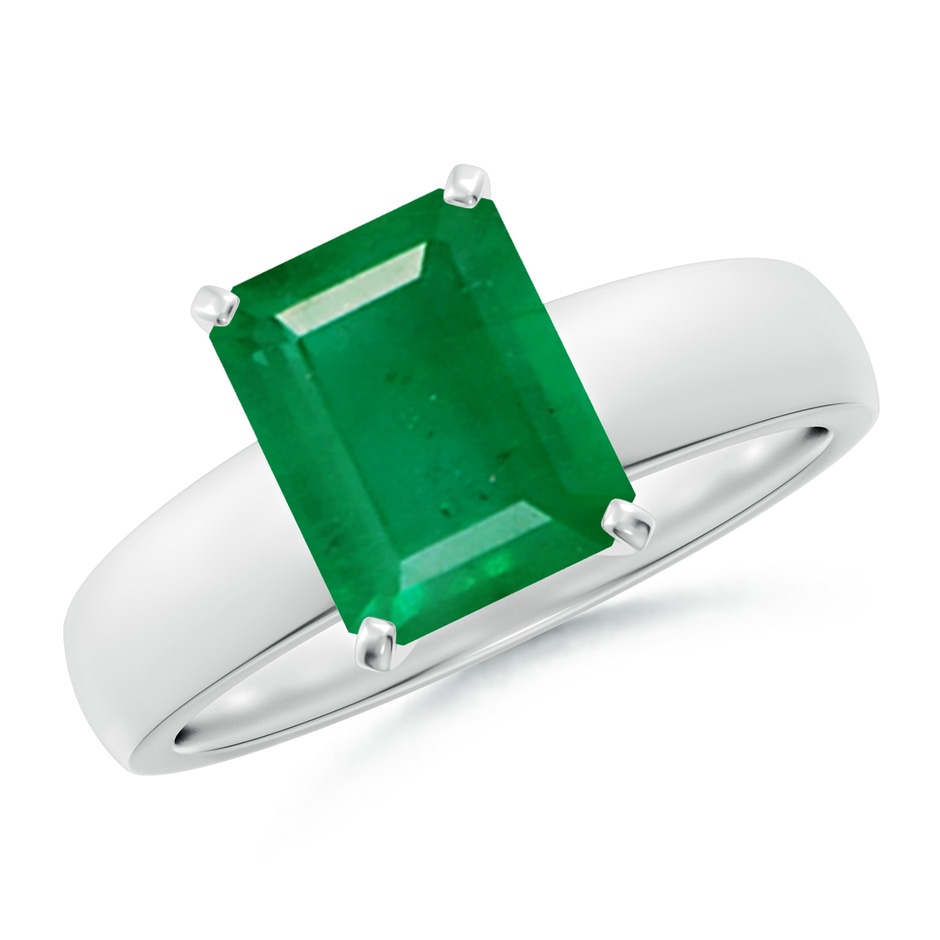 9x7mm AA Prong-Set Emerald-Cut Emerald Solitaire Engagement Ring in P950 Platinum 
