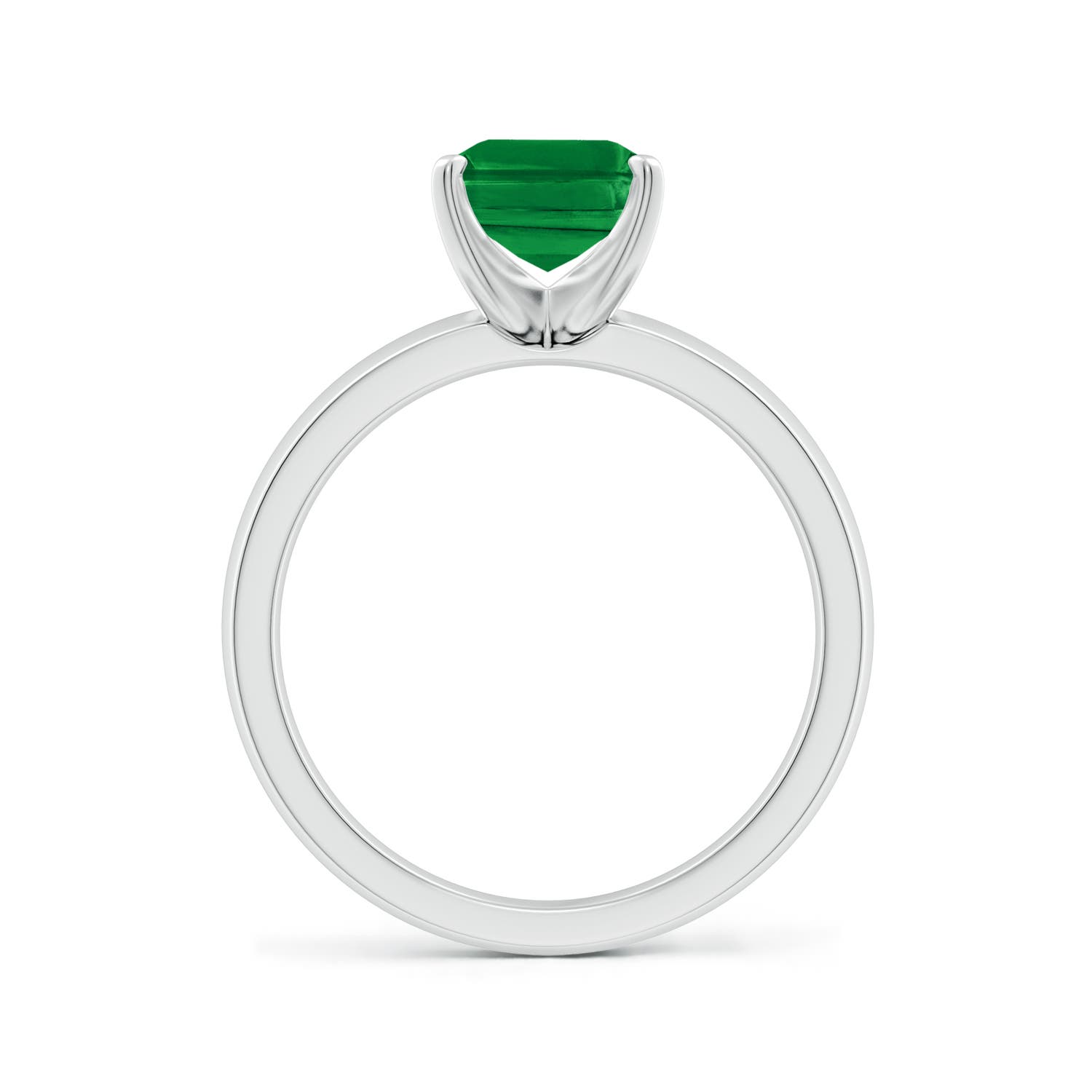 9x7mm AAA Prong-Set Emerald-Cut Emerald Solitaire Engagement Ring in White Gold