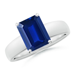 9x7mm AAAA Prong-Set Emerald-Cut Blue Sapphire Solitaire Engagement Ring in P950 Platinum