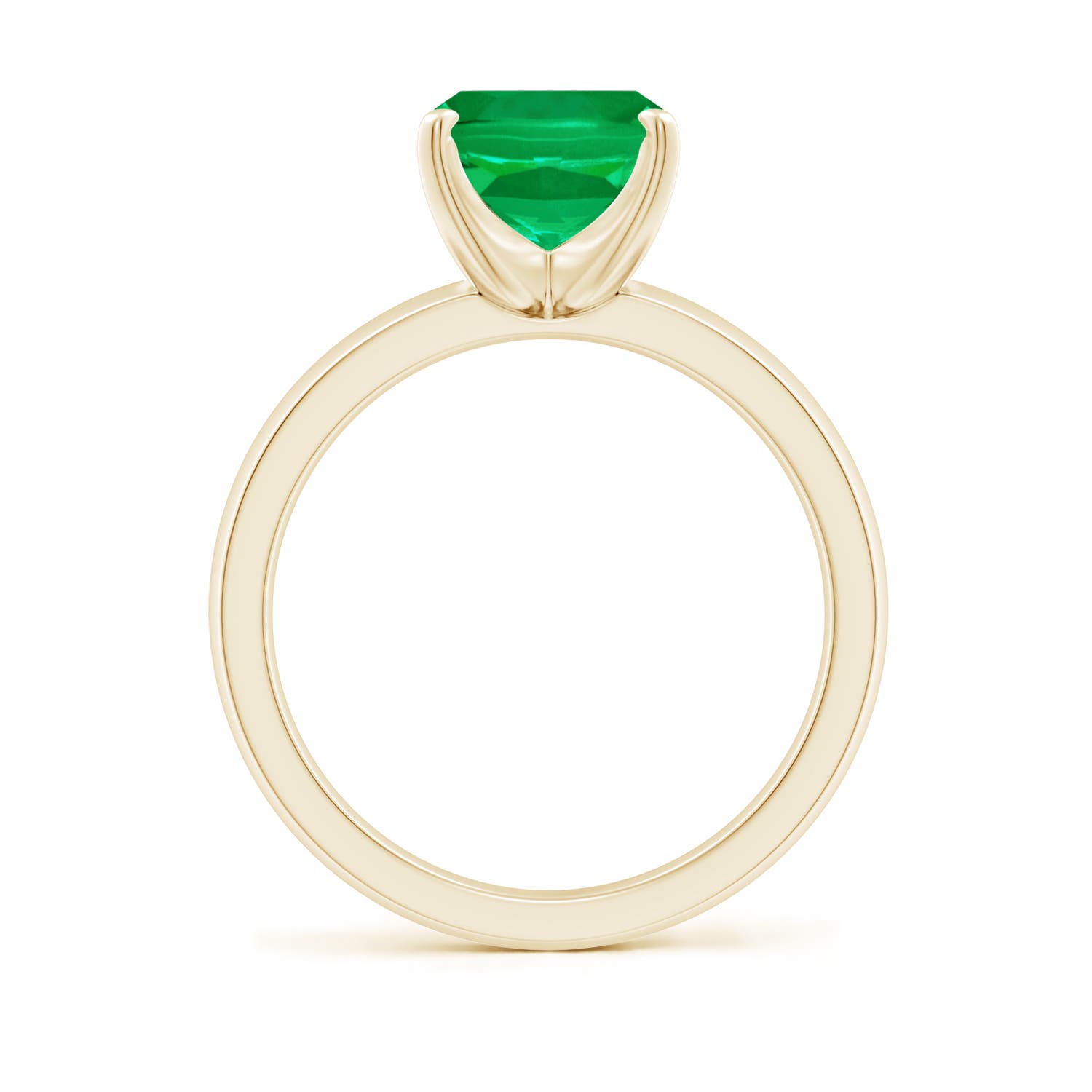 10x8mm AAA Prong-Set Cushion Rectangular Emerald Solitaire Engagement Ring in 18K Yellow Gold