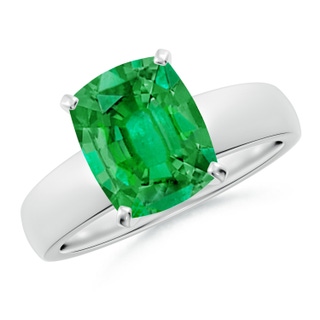 10x8mm AAA Prong-Set Cushion Rectangular Emerald Solitaire Engagement Ring in P950 Platinum