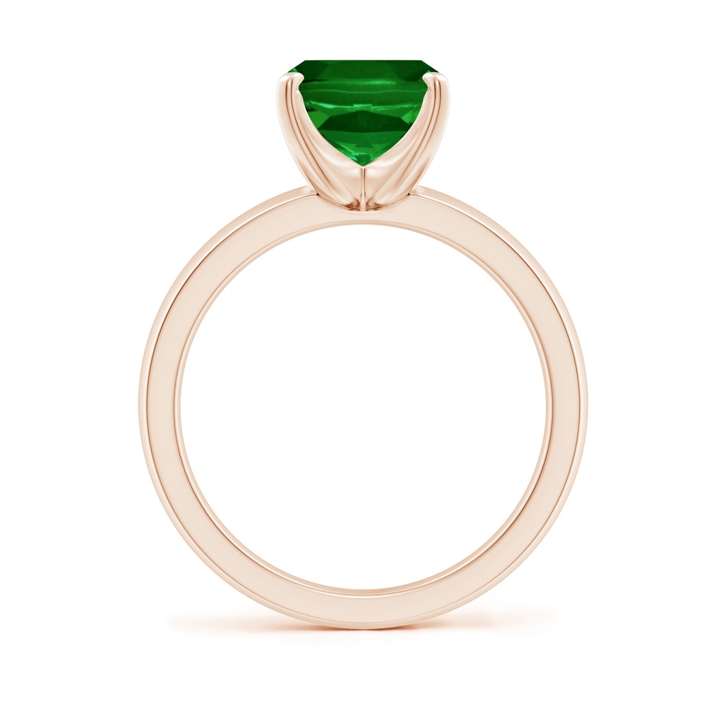 10x8mm AAAA Prong-Set Cushion Rectangular Emerald Solitaire Engagement Ring in Rose Gold - side 199
