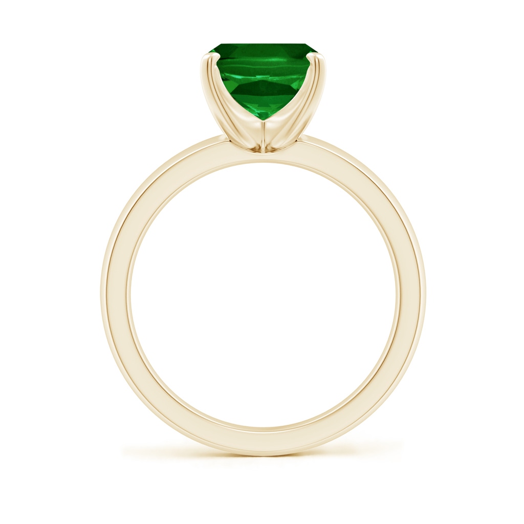 10x8mm AAAA Prong-Set Cushion Rectangular Emerald Solitaire Engagement Ring in Yellow Gold - side 199