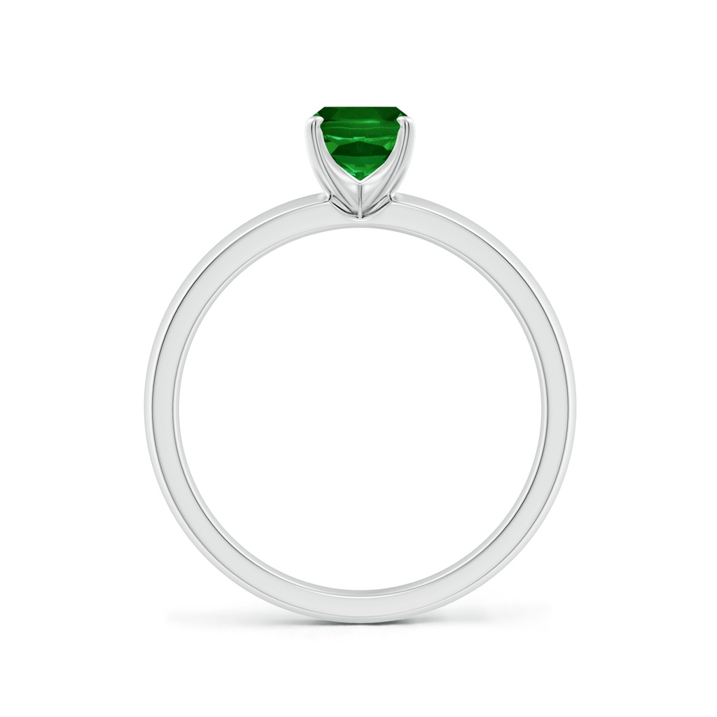 7x5mm AAAA Prong-Set Cushion Rectangular Emerald Solitaire Engagement Ring in White Gold - side 199