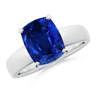 10x8mm AAAA Prong-Set Cushion Rectangular Blue Sapphire Solitaire Engagement Ring in P950 Platinum