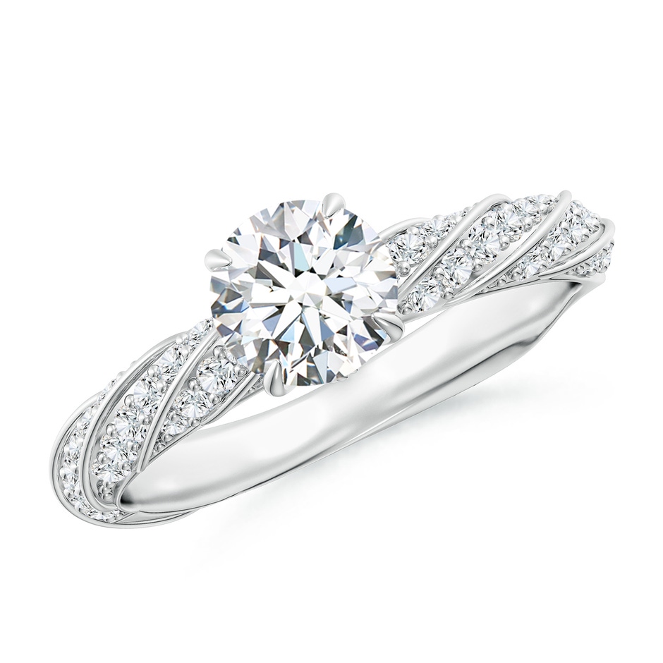 5.9mm GVS2 Round Diamond Twisted Rope Shank Engagement Ring in White Gold 