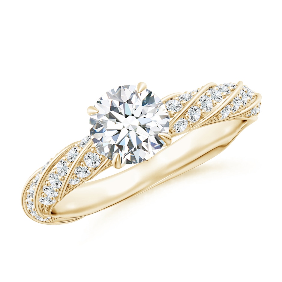5.9mm GVS2 Round Diamond Twisted Rope Shank Engagement Ring in Yellow Gold 