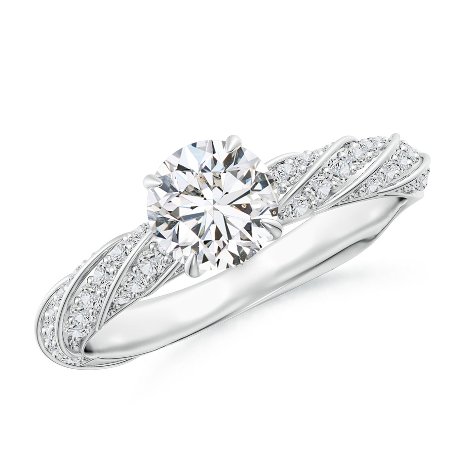 5.9mm HSI2 Round Diamond Twisted Rope Shank Engagement Ring in White Gold 