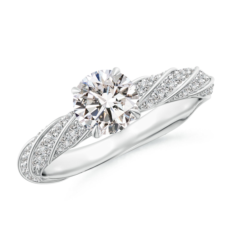 5.9mm IJI1I2 Round Diamond Twisted Rope Shank Engagement Ring in P950 Platinum 