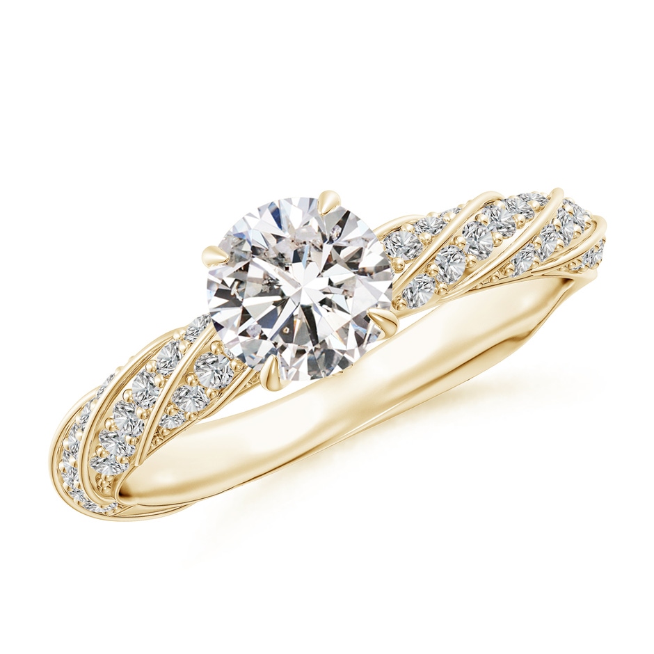 5.9mm IJI1I2 Round Diamond Twisted Rope Shank Engagement Ring in Yellow Gold 